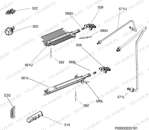 Взрыв-схема плиты (духовки) Electrolux EKG954101X - Схема узла Functional parts